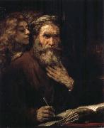 REMBRANDT Harmenszoon van Rijn The Evangelist Matthew Inspired by the Angel oil on canvas